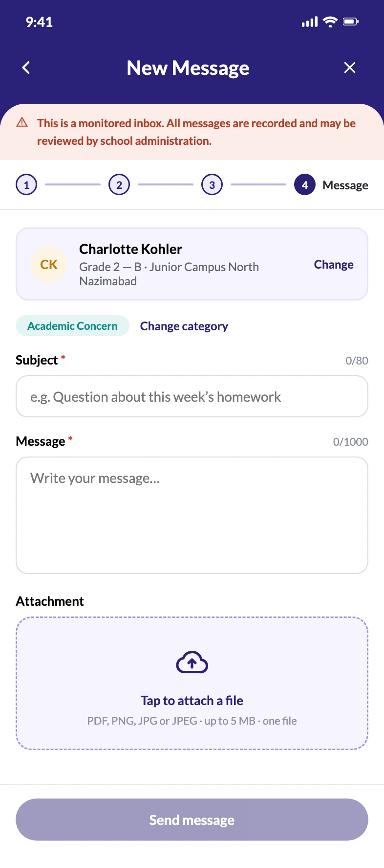 New message form